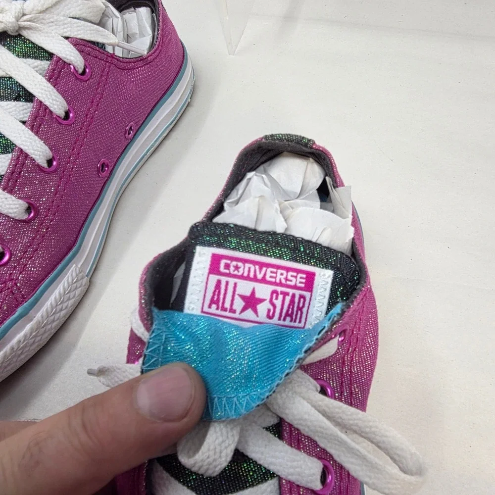 Converse Chuck Taylor All Star Shoes Girls Size 3 Pink Glitter Low Top Sneakers